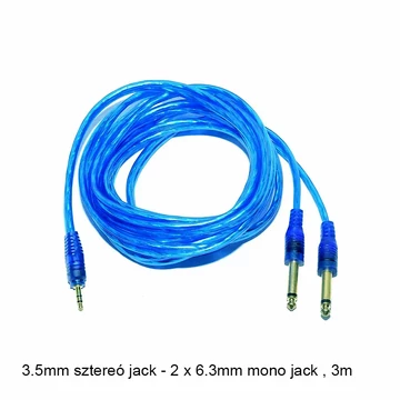 3,5mm sztereó jack - 2x 6,3mm mono jack kábel 300cm