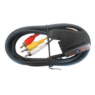 KPO2716-1,5T Euro scart - 3RCA kábel, IN-OUT kapcsolóval, 1,5m