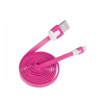 GSM0479 USB kábel iPhone/iPad-hez, lightning kábel, lapos kialakítás, rózsaszín