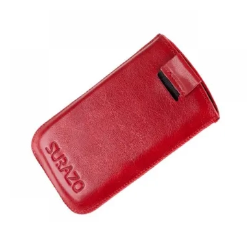 GSM0466 Valódi bőrtok, M méret, piros