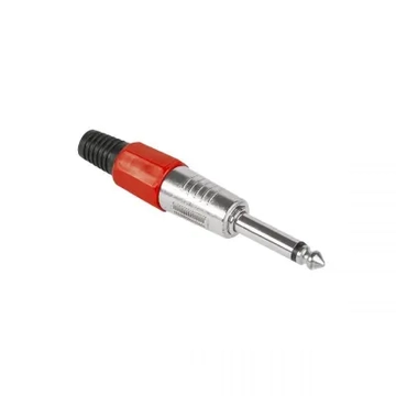 WTY0032-B Forrasztható 6,3mm mono jack dugó vezetékre, fém, piros HQ