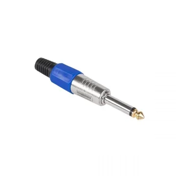 WTY0032-C Forrasztható 6,3mm mono jack dugó vezetékre, fém, kék HQ