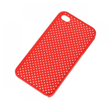ML0160 iPhone 4 lyukacsos műanyag hátlapvédő, piros
