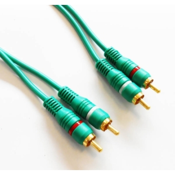 KPO2613Z-5 RCA kábel, 2RCA dugó - 2RCA dugó, zöld, 5m