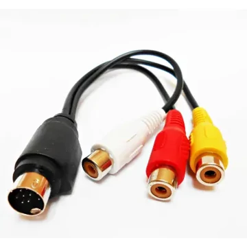 KPO2796M Mini DIN (9pin) - 3 RCA aljzat 20cm