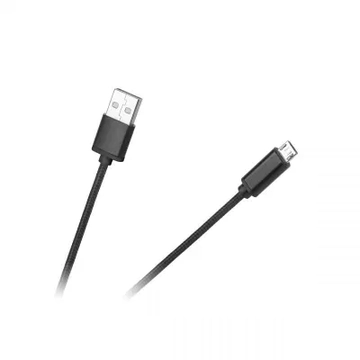 ML0801B Micro USB kábel, szövet borítással, fekete színű 1m