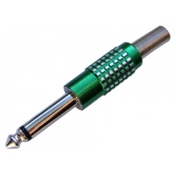 WTY0019-D Forrasztható 6,3mm mono jack dugó vezetékre, fém, zöld