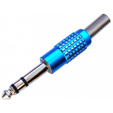 WTY0020-C Forrasztható 6,3mm sztereó jack dugó vezetékre, kék