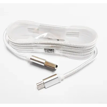 KPO3874A Micro USB kábel, szövet borítással, fém csatlakozóval, fehér színű 1,5m