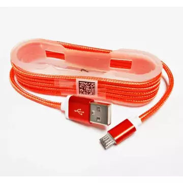 KPO3874D Micro USB kábel, szövet borítással, fém csatlakozóval, narancs 1,5m