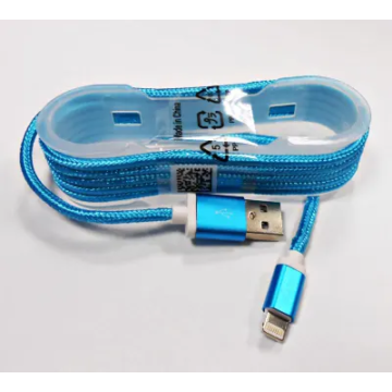 GSM0477C USB kábel iPhone/iPad-hez, lightning kábel, szövet borítással, kék