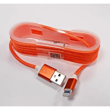 GSM0477E USB kábel iPhone/iPad-hez, lightning kábel, szövet borítással, narancs
