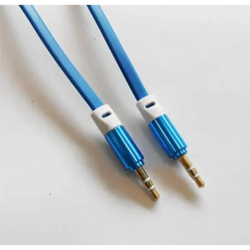 KPO2743B-L Jack kábel, 3,5mm sztereó jack dugó - dugó, lapos, kék, 1m