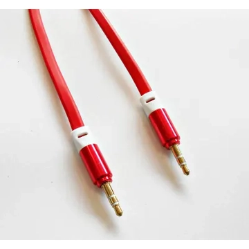 KPO2743R-L Jack kábel, 3,5mm sztereó jack dugó - dugó, lapos, piros, 1m