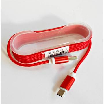 GSM1000R USB - Type C USB kábel szövet borítással, fém csatlakozóval, piros 1,5m
