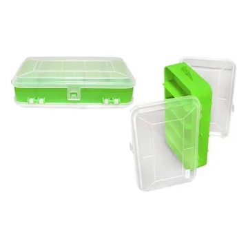 NAR4051 Műanyag tároló doboz, 2 oldalas, 4 és 8 rekeszes, zöld színű 160x90x45mm