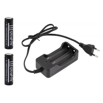 BAT1144A Akkumulátor töltő 18650 Li-Ion 3,7V akkuhoz, 2db 2000mAh akkuval