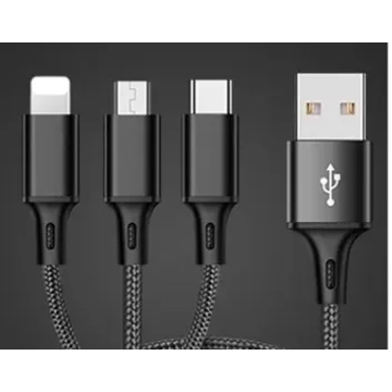 KPO3926A Univerzális USB töltőkábel, 1,2m, Micro USB/ Type-C/Apple 3in1