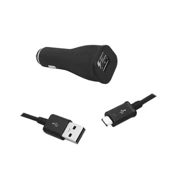 M Töltő / SAMSUNG autós USB gyorstöltő+Micro USB kábel, fekete, EP-LN915U 0759