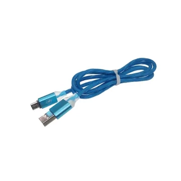 ML0801BL-LED Micro USB kábel, RGB led világítással, kék színű, 1m