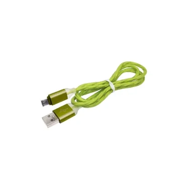 ML0801G-LED Micro USB kábel, RGB led világítással, zöld színű, 1m