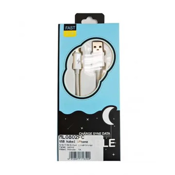 ML0802FC USB kábel, iPhone 5/6/7/8/X-hez, fehér színű 1m, FAST CHARGE