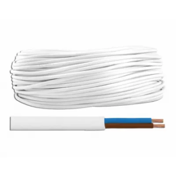 KAB0831F 2 eres sodrott réz kábel, fehér színű, lapos 2x0,75mm2