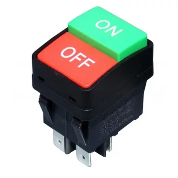 Kettős nyomókapcsoló ON-OFF piros/zöld 250V 16A