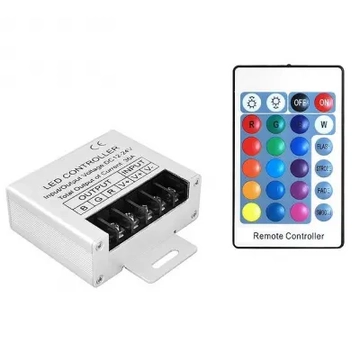 URZ0033B RGB LED kontroller, távirányítóval  (24 gomb) 12-24V 36A