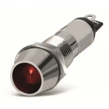 PRK1016 Beépíthető LED visszajelző, fém 8mm 12V DC, piros színű