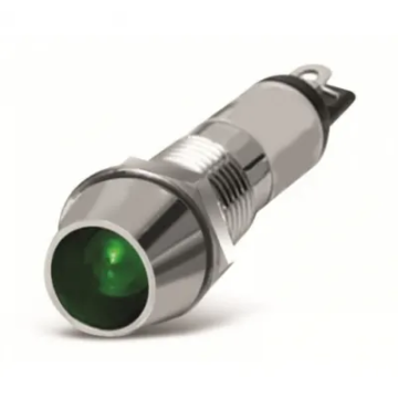 PRK1018 Beépíthető LED visszajelző, fém 8mm 12V DC, zöld színű