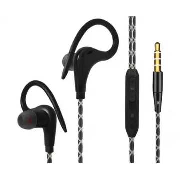 SLU 1024 Fülhallgató, fülre akasztható, mikrofon+hangerőszabályzó, fekete