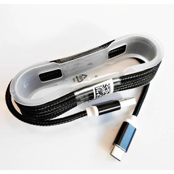 GSM1000F USB - Type C USB kábel szövet borítással,fém csatlakozóval,fekete 1,5m