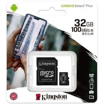 COM0306-32 Kingston Micro SD kártya 32GB CL10, 100MB/s +SD adapter