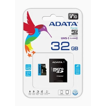 COM0314-32 ADATA Micro SD kártya 32GB CL10, 85MB/s +SD adapter