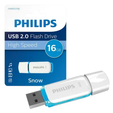 COM0386-16 Philips Snow pendrive 16GB, USB 2.0, fehér/kék színű