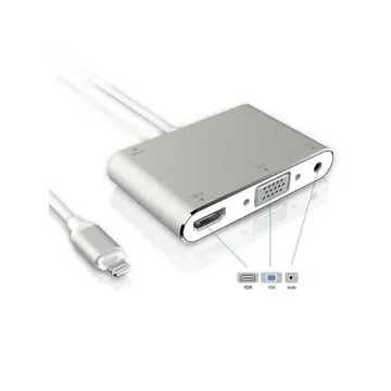 KOM0984-IP  Lightning dugó - HDMI és VGA+audio aljzat átalakító