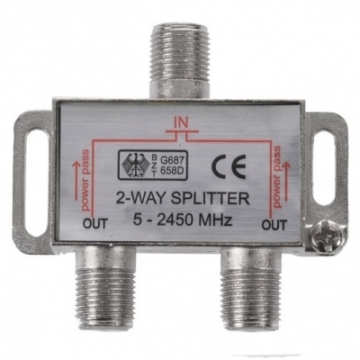 ZLA0635D Koax kábel elosztó, splitter, F csatlakozós, 2 kimenet, 5-2450MHz