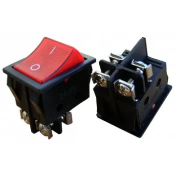 PRK0008B-A Billenőkapcsoló, kétállású ON-OFF, csavaros, piros, 250V 15A, 32x25mm