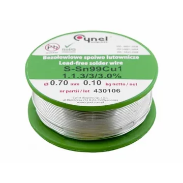 LUT0105A-100 Forrasztó cin 0,70mm, 100g Sn99,3Cu0,7