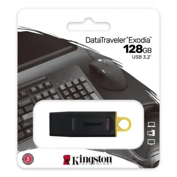 COM0315-128 Kingston pendrive 128GB, fekete színű USB3.2 DT Exodia