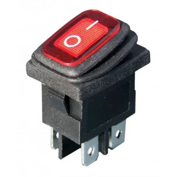PRK0114PM-B12V Pormentes billenőkapcsoló, piros színű 12V DC, 4PIN