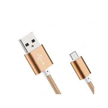RB-6000-100-G Micro USB kábel, szövet borítással, arany színű 1m