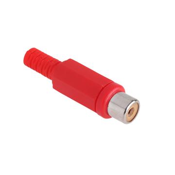 GNI0063B Forrasztható RCA lengőaljzat vezetékre, műanyag, piros