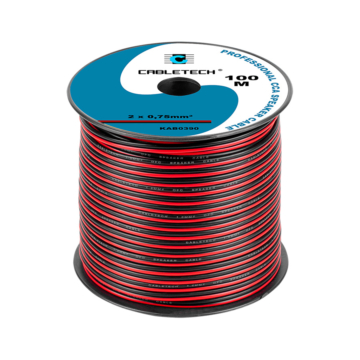 KAB0390 Hangszórókábel, piros-fekete, réz-alumínium CCA, 2x0,75mm2