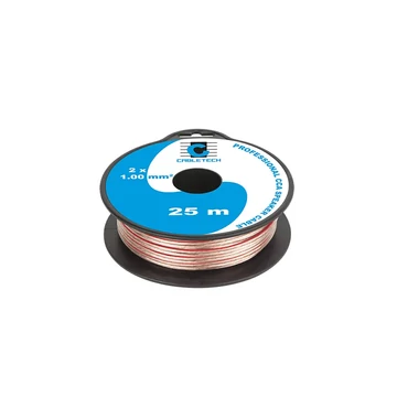 KAB0396 Hangszórókábel, transzparens, réz-alumínium CCA, 2x1mm2 25m/tekercs