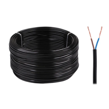 KAB0831 2 eres sodrott réz kábel, fekete színű, lapos, 2x0,75mm2
