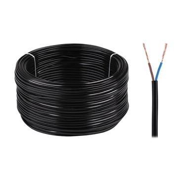 KAB0831 2 eres sodrott réz kábel, fekete színű 2X0,75mm2 (lapos)