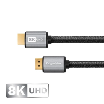 KM1266 Krüger&amp;Matz HDMI - HDMI kábel, HDMI 2.1 8K fém csatlakozóval, 3m