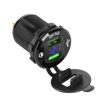 PY-CHR0004 Beépíthető DUAL USB gyorstöltő, feszültség kijelzéssel
